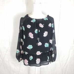 Ann Taylor black floral dress top